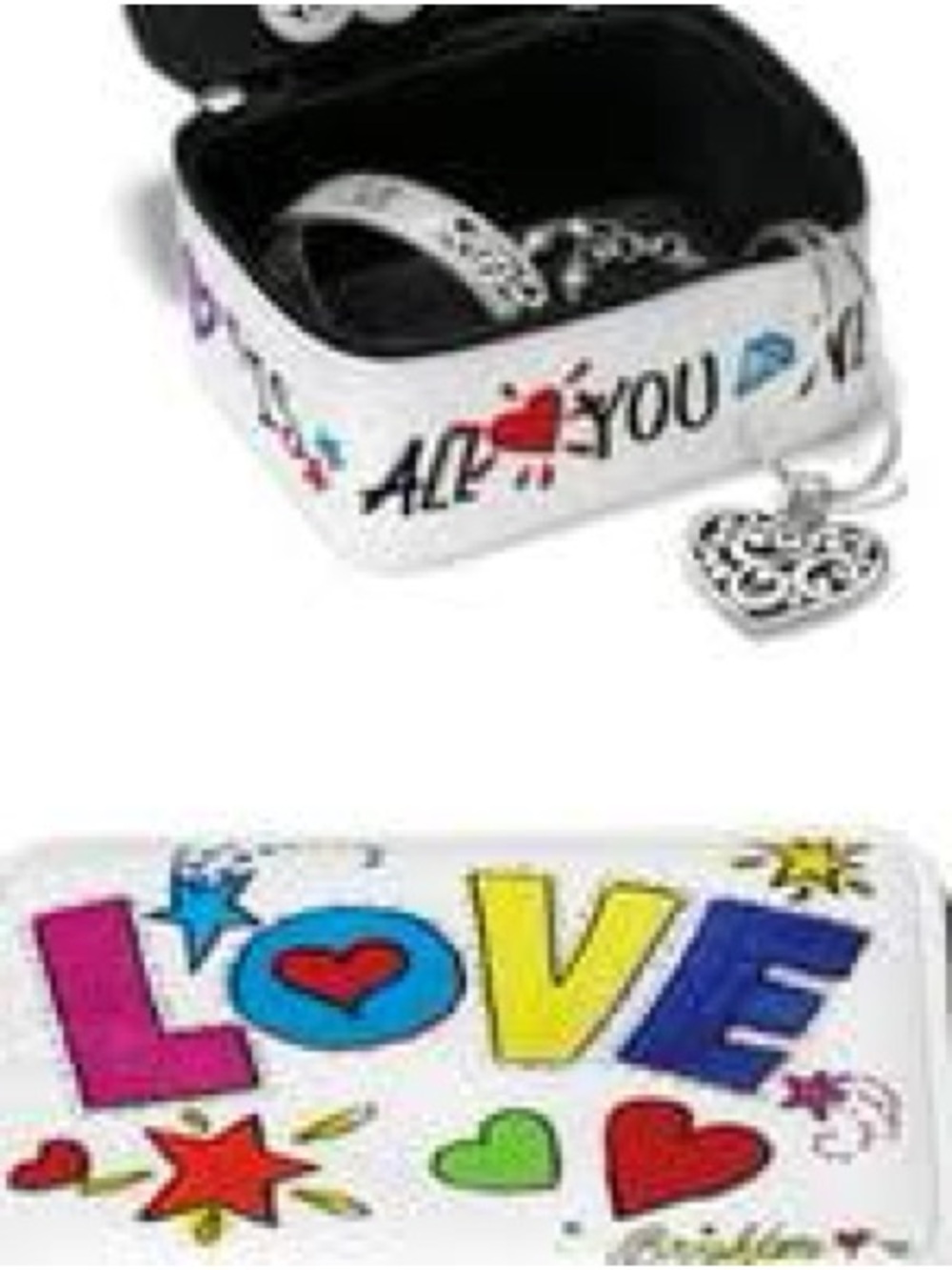Brighton White LOVE Jewelry Box with Multicolor Heart Charm